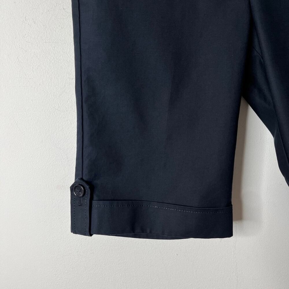 Ann Taylor Women Chino Bermuda Short 2 Black Nautical Buttons 11" Stretch Cotton - Picture 5 of 8